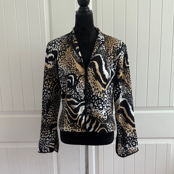 JS Collections Jackets & Blazers - NWOT!! 100% Silk JS Collections Wild Pattern Blazer - Black, White, Tan